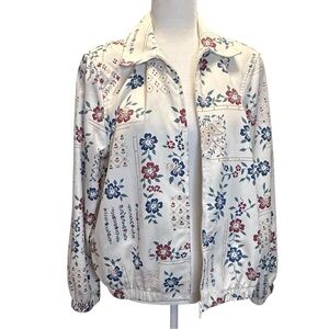 Vintage Alfred Dunner‎ Spring Florals Light Weight Zip Front Jacket Size 12 P